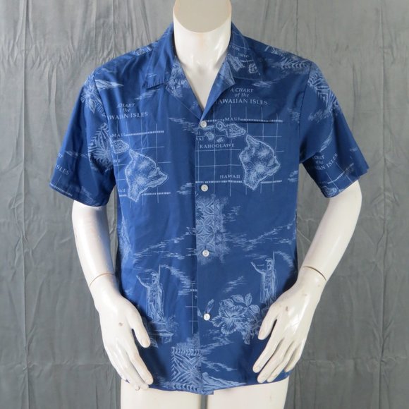 Retro Howie Hawaiian Shirt - Chart Hawaiian Islands Theme - Men's Large - Picture 7 of 11